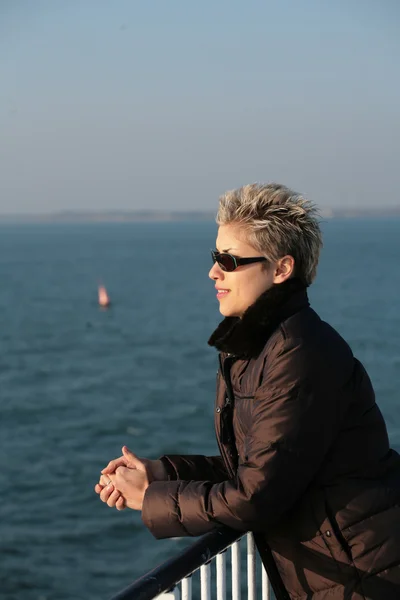Woman on ferry — Stock Photo, Image