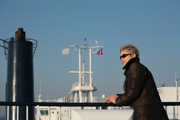 Woman on ferry — Stock Photo, Image