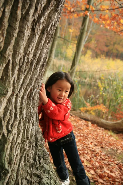 Barn utomhus i skogen — Stockfoto