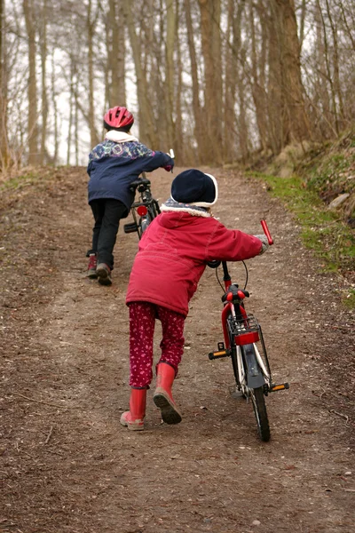Children with bike — Stock Photo, Image
