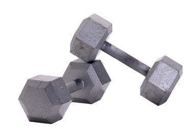 Stacked Metal Hex Dumbbells clipart