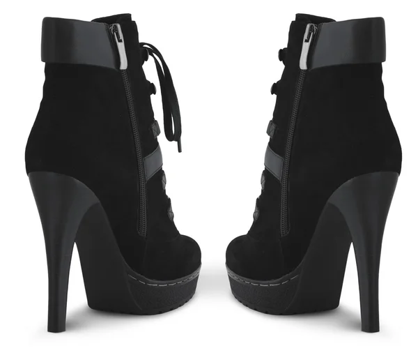 Černá samice vysoké podpatky bot — Stock fotografie