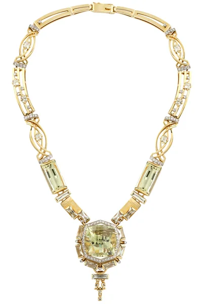Золотое ожерелье с алмазами — стоковое фото