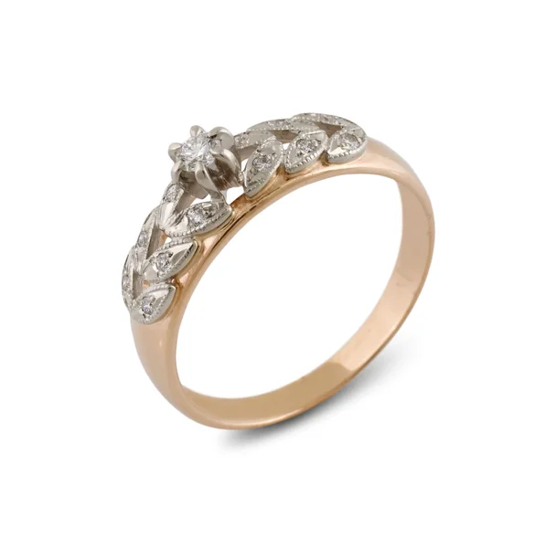Złoty pierścień z diamentem — Zdjęcie stockowe