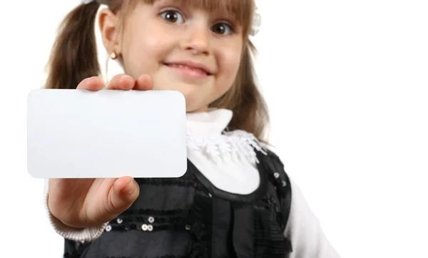 Child girl hold card — Stock Photo, Image