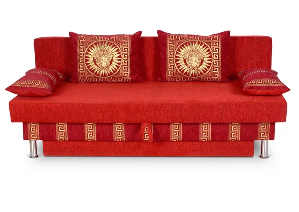 Червоний диван ізольований на білому — стокове фото