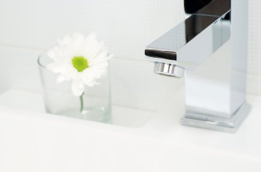 Chrome tap water and flower clipart