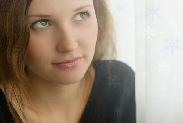 stock image Portrait with snowflakes