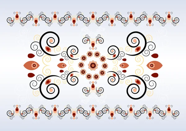 Горизонтальный орнамент с цветами — стоковый вектор