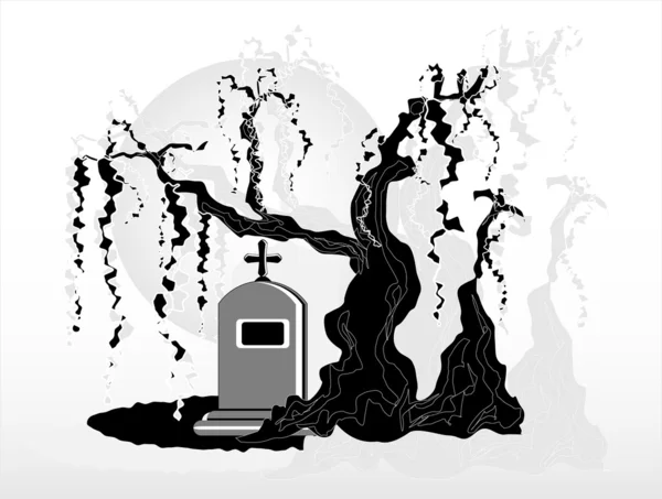 Надгробний пам'ятник під дерево — стоковий вектор