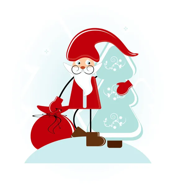 Santa med träd — Stock vektor