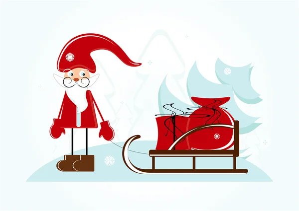 Santa με έλκηθρο — Διανυσματικό Αρχείο
