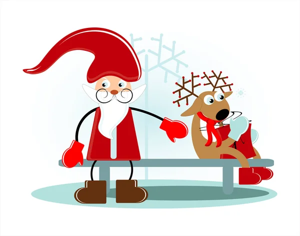 Santa with deer — Stock Vector