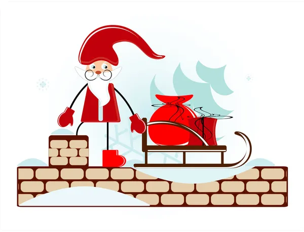 Santa on roof — Stock Vector