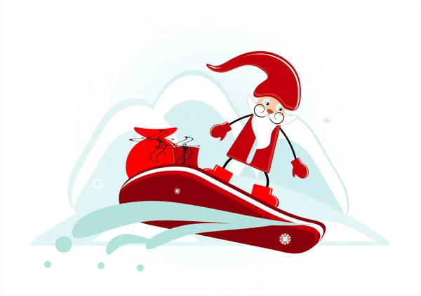 Santa on snowboard — Stock Vector