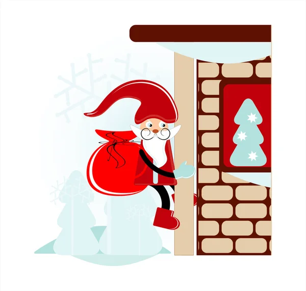 Santa on wall — Stock Vector