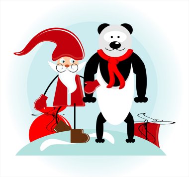 Santa and bear clipart