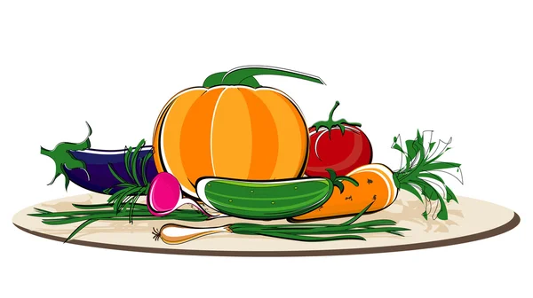 Verduras en el plato — Archivo Imágenes Vectoriales
