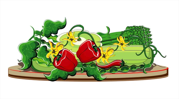 Légumes été dans l'assiette — Image vectorielle