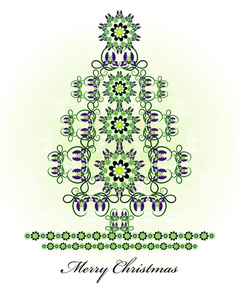 Weihnachtsbaum mit Blume und Locke — Stockvektor