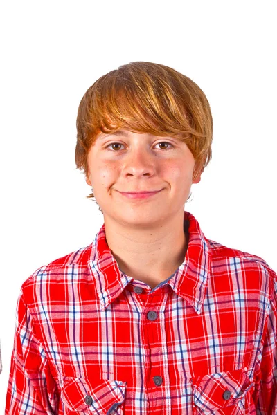 Ritratto di ragazzo carino con camicia arancione — Foto Stock