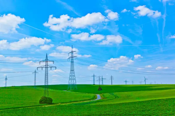 Landscape with electrical tower — Stock Photo, Image