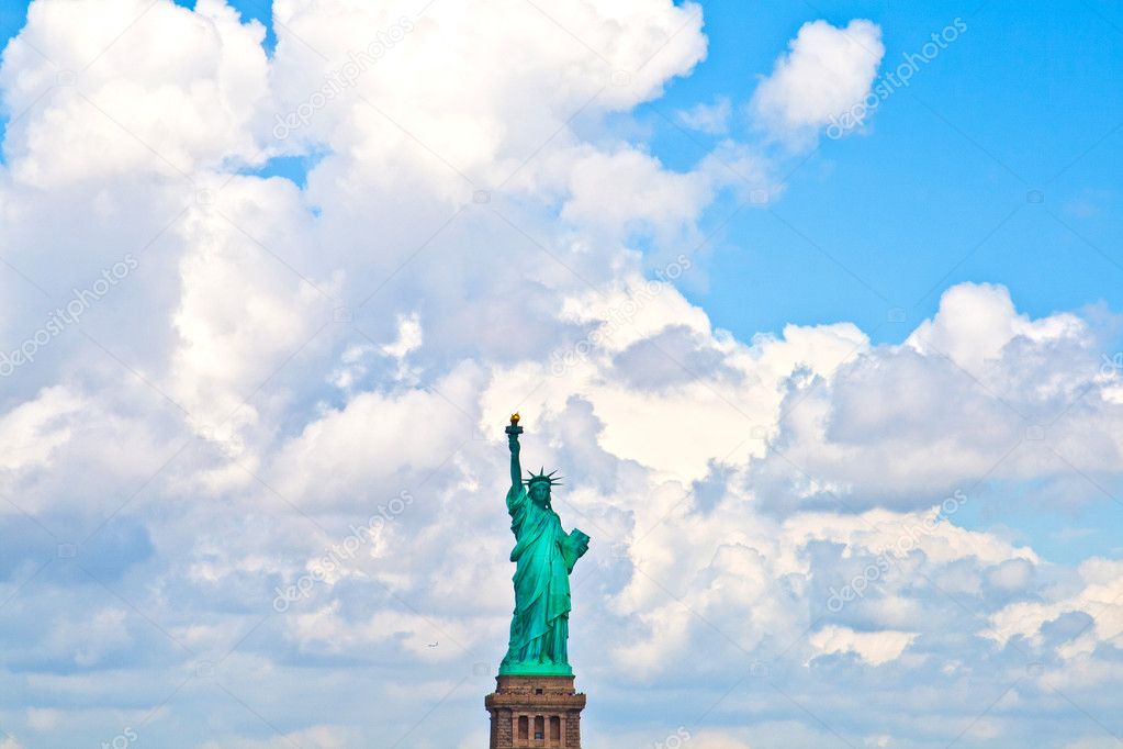 Statue of Liberty with clouds