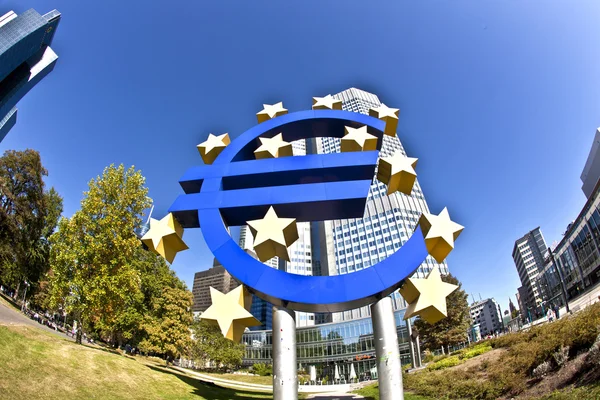 Eurotecken i frankfurt — Stockfoto
