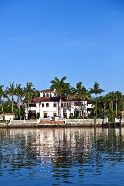 Beautiful houses in South Miami with ocean access clipart