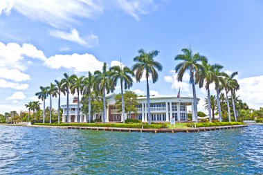 View to beautiful houses from the canal in Fort Lauderdale clipart