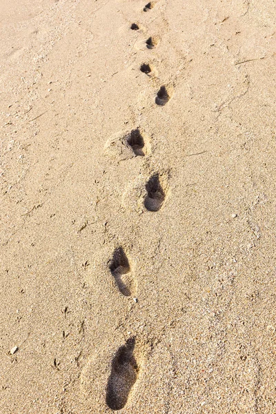 Passos na praia na areia — Fotografia de Stock