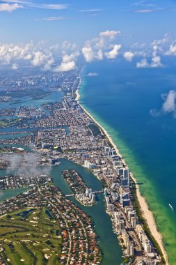 Aerial of coastline Miami clipart