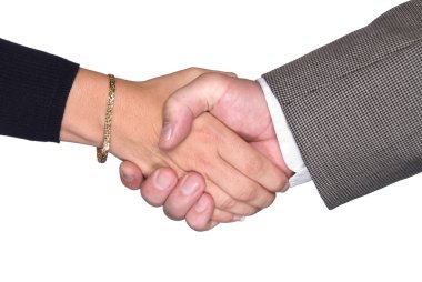 Male and female shaking hands clipart