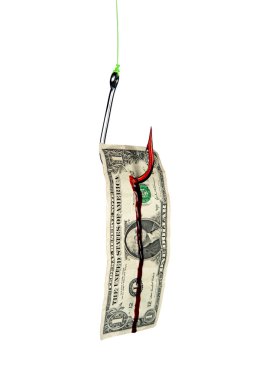 Fish hook and bloody dollar bill clipart