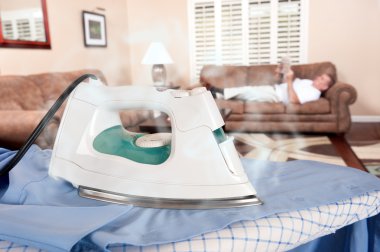 Man ironing clipart