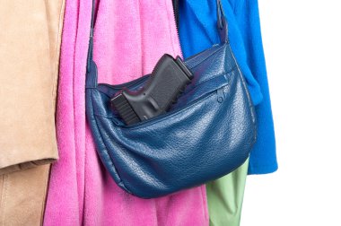 Gun stored in purse clipart