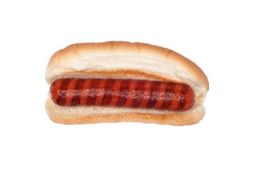 Grilled hotdog on white clipart