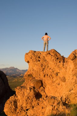 Mountain top and woman clipart