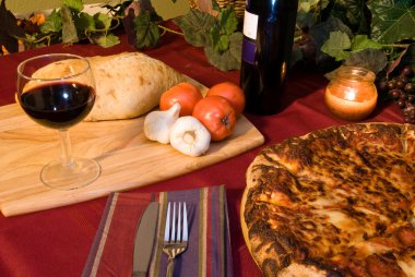 Pizza wine and Italy clipart