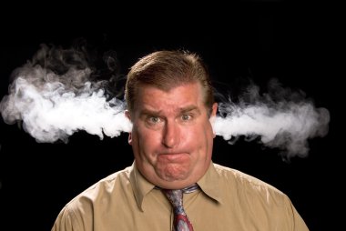 Mad man venting steam from ears clipart