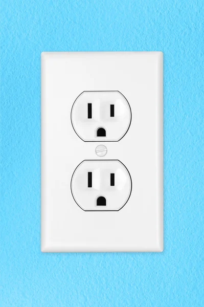 Interruptor de luz na parede azul — Fotografia de Stock