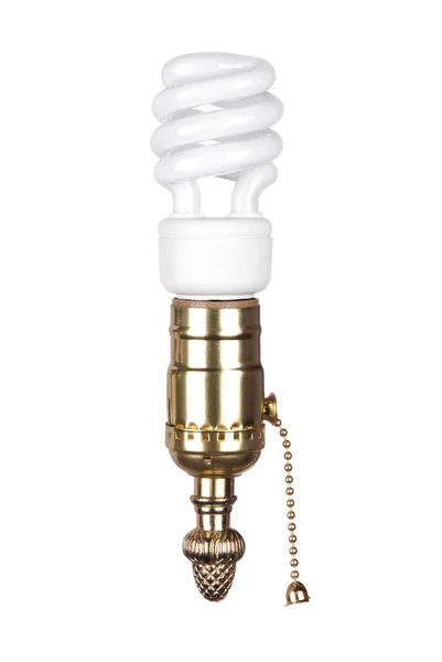 Lightbulb and socket with pull chain — Stock Photo, Image