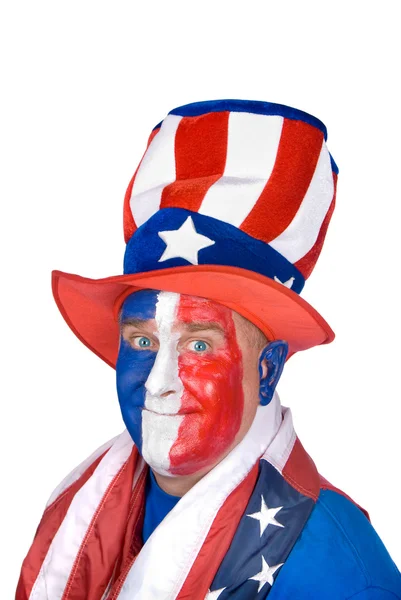 Patriotic man in costume celebrating July fourth — Stock Photo, Image