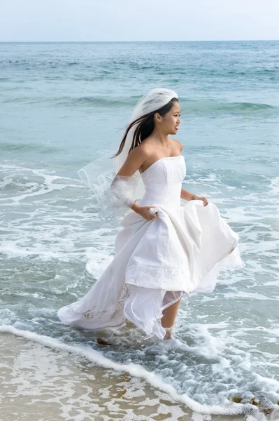 stock image Asian bride at beach