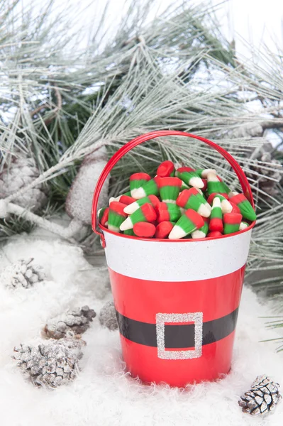 Secchio di caramelle natalizie — Foto Stock