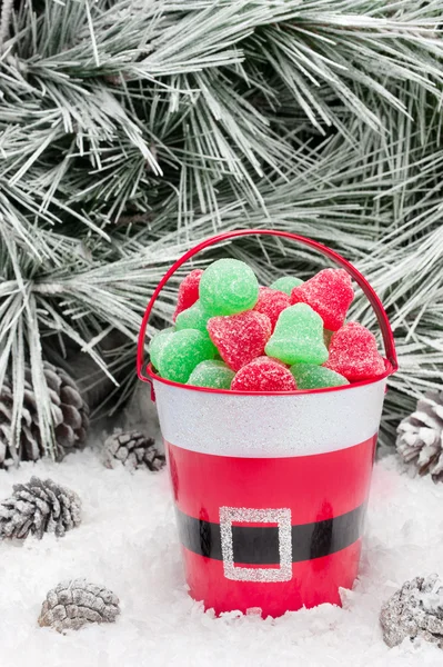 Cubo decorativo de dulces de Navidad —  Fotos de Stock