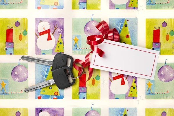 Car Keys Christmas Present — Stock Photo, Image