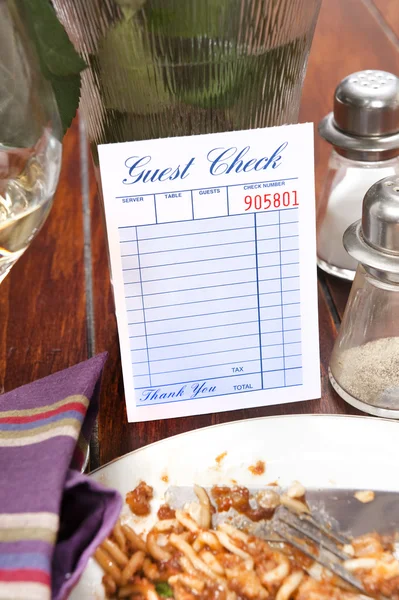 Restaurant guest check — Stock Photo, Image
