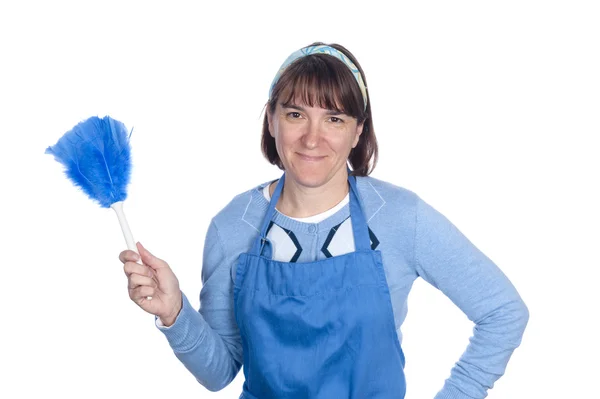 Woman dusting — Stock Photo, Image