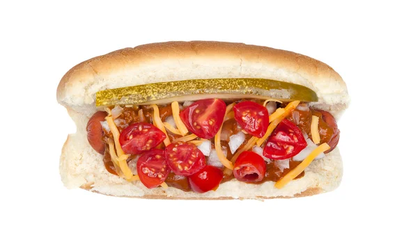 Hotdog with the works — Stock Photo, Image